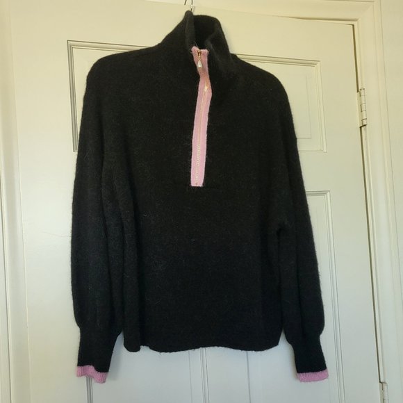 Kitri Lorna Black Alpaca Blend Zip Collar Sweater - Picture 2 of 4